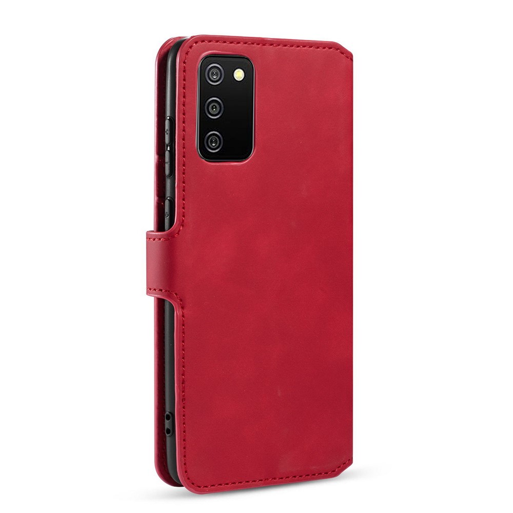 DG.MING Retro Style for Samsung Galaxy A02s (EU Version) Case Leather Wallet Stand Shell - Red-2