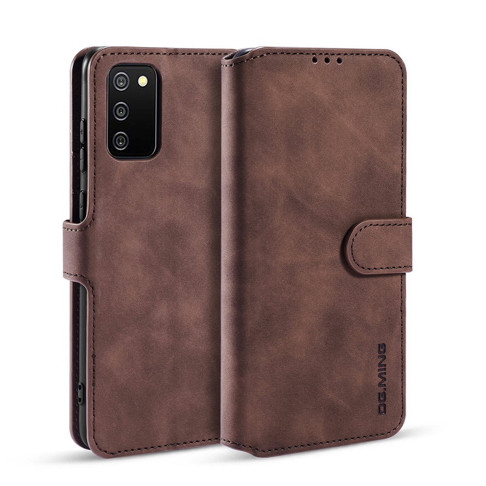 Dg. Ming Pour Samsung Galaxy A02s (164.2x75.9x9.1mm) Case de Téléphone Portefeuille de Portefeuille en Cuir de Style Rétro Protecteur de Téléphone Avec Support - Café