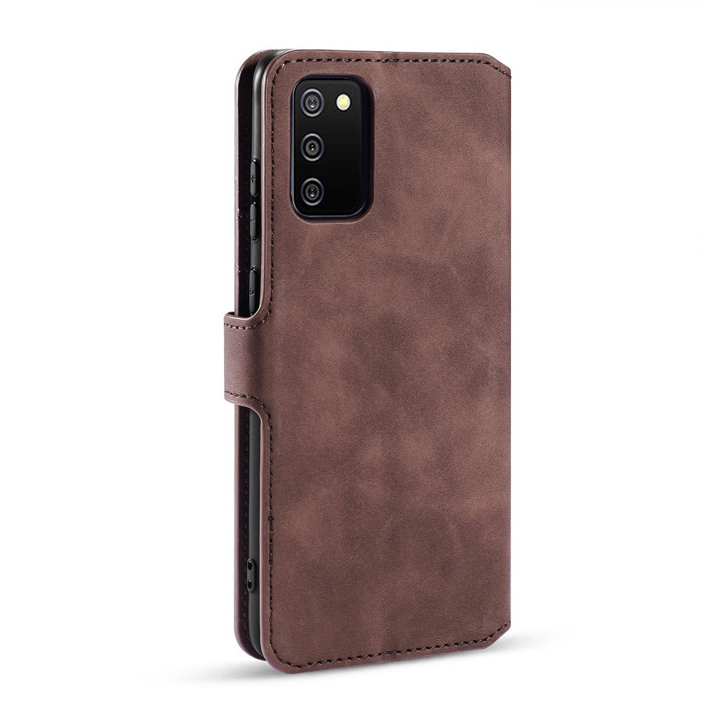 Dg. Ming Pour Samsung Galaxy A02s (164.2x75.9x9.1mm) Case de Téléphone Portefeuille de Portefeuille en Cuir de Style Rétro Protecteur de Téléphone Avec Support - Café