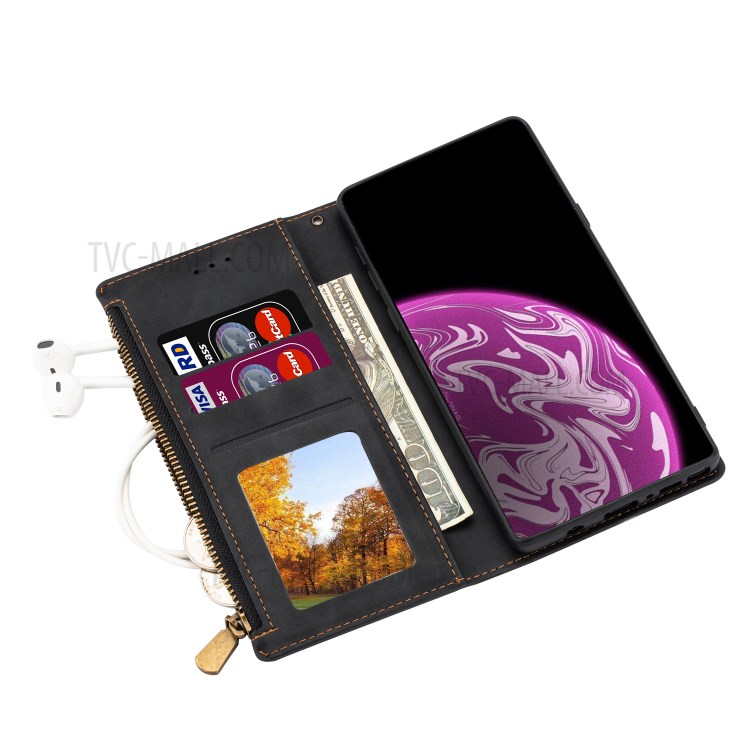 Fashion Wallet PU Leather Coated TPU Cover for Samsung Galaxy A32 5G - Black-6