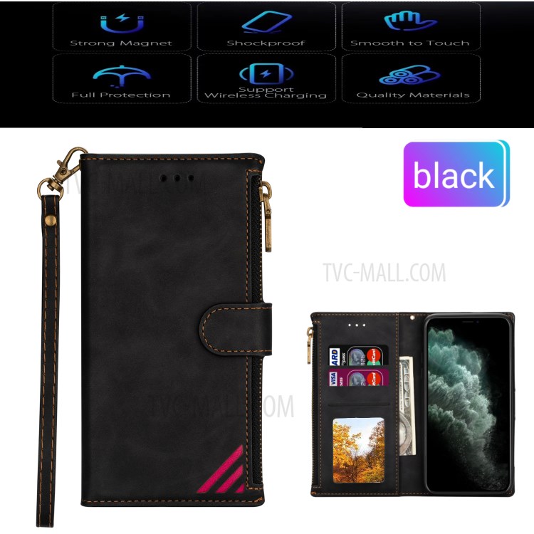 Fashion Wallet PU Leather Coated TPU Cover for Samsung Galaxy A32 5G - Black-8