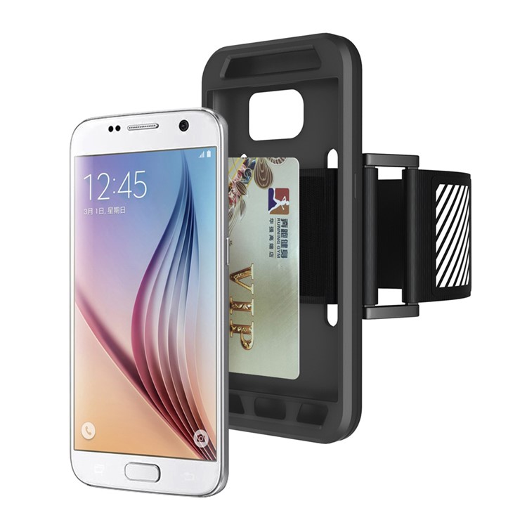 Silikonhülle Sportarmband Für Samsung Galaxy S7 G930 Mit Lichtreflexionsstreifen - Schwarz-11