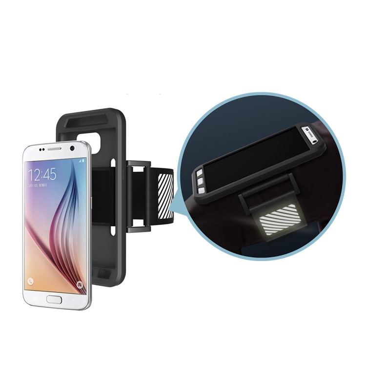 Silikonhülle Sportarmband Für Samsung Galaxy S7 G930 Mit Lichtreflexionsstreifen - Schwarz-2