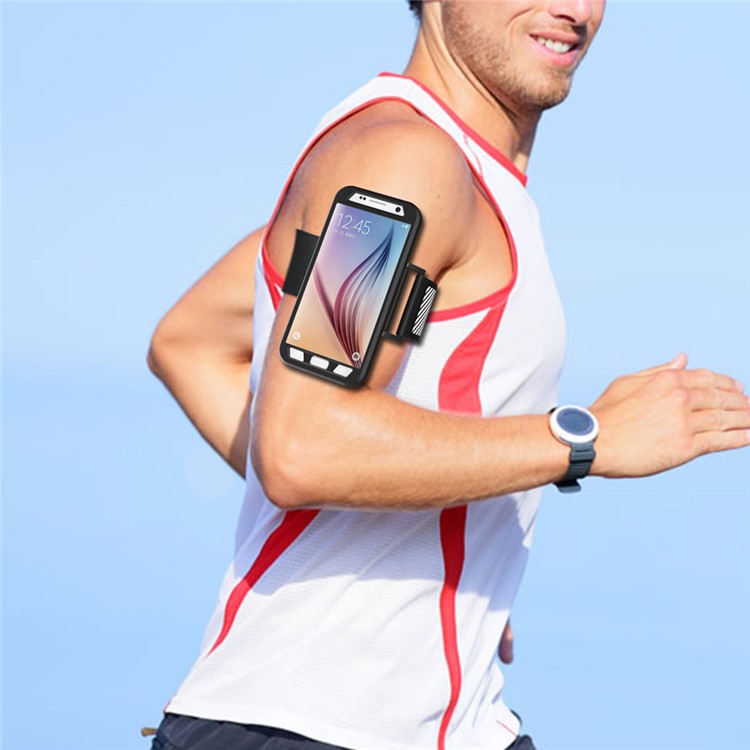 Silikonhülle Sportarmband Für Samsung Galaxy S7 G930 Mit Lichtreflexionsstreifen - Schwarz-3