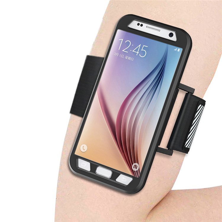 Silikonhülle Sportarmband Für Samsung Galaxy S7 G930 Mit Lichtreflexionsstreifen - Schwarz-4