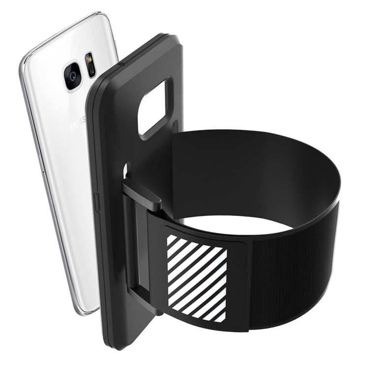 Silikonhülle Sportarmband Für Samsung Galaxy S7 G930 Mit Lichtreflexionsstreifen - Schwarz-7