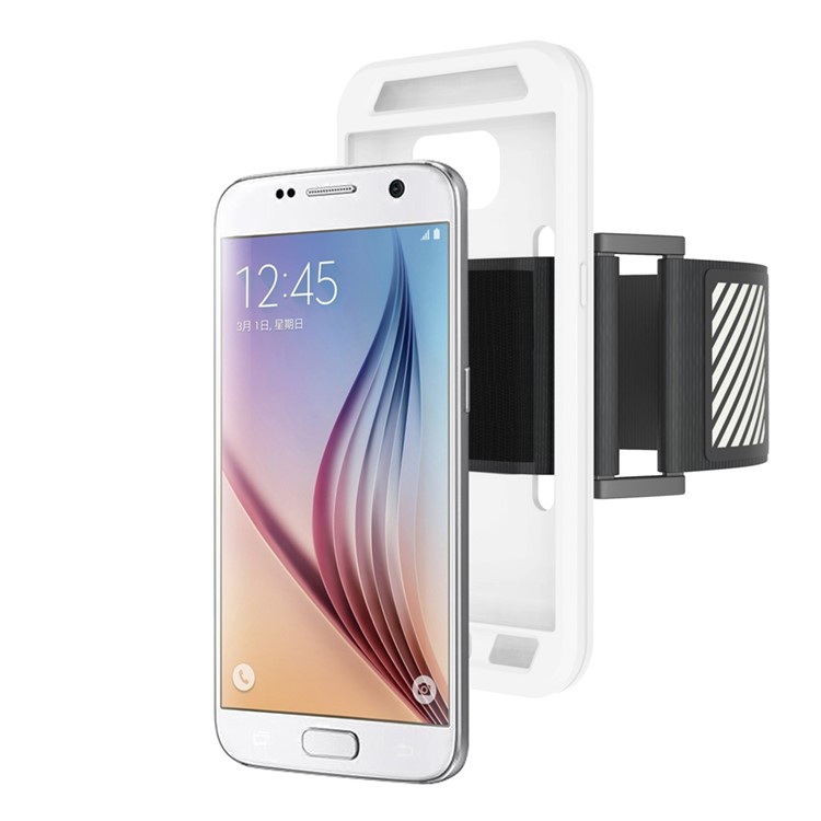 

Silicone Shell Sports Armband for Samsung Galaxy S7 G930 with Light Reflection Stripe - White, Galaxy S7