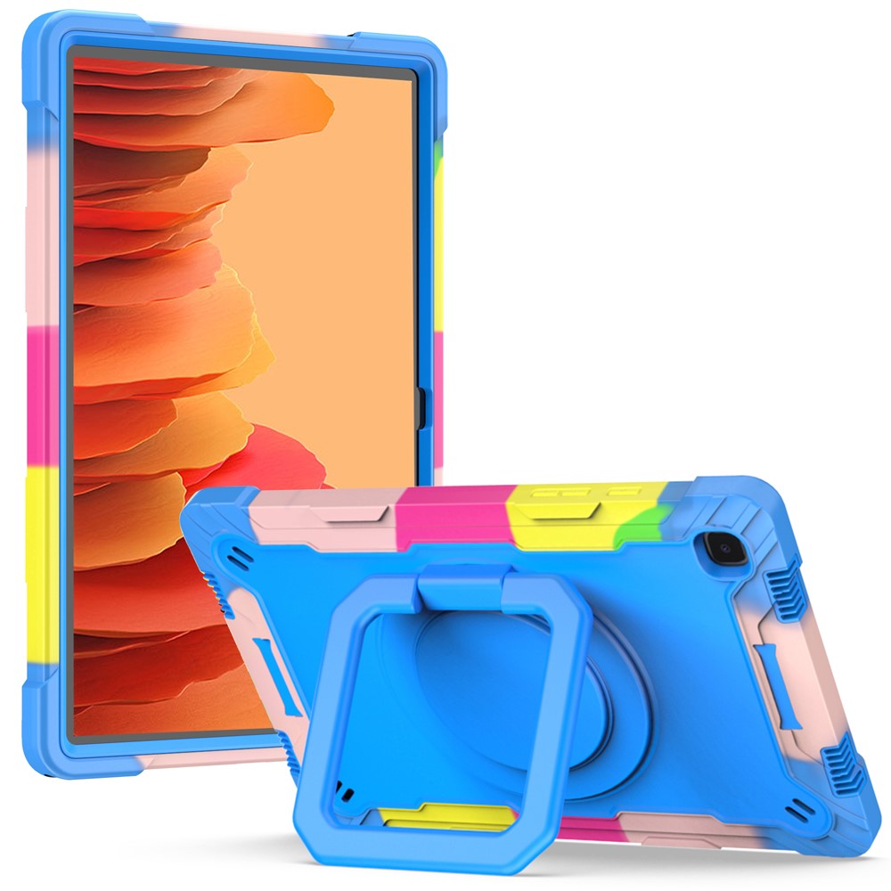Rotating Kickstand Design PC and Silicone Tablet Case for Samsung Galaxy Tab A7 10.4 (2020) T500 - Rainbow/Blue-1