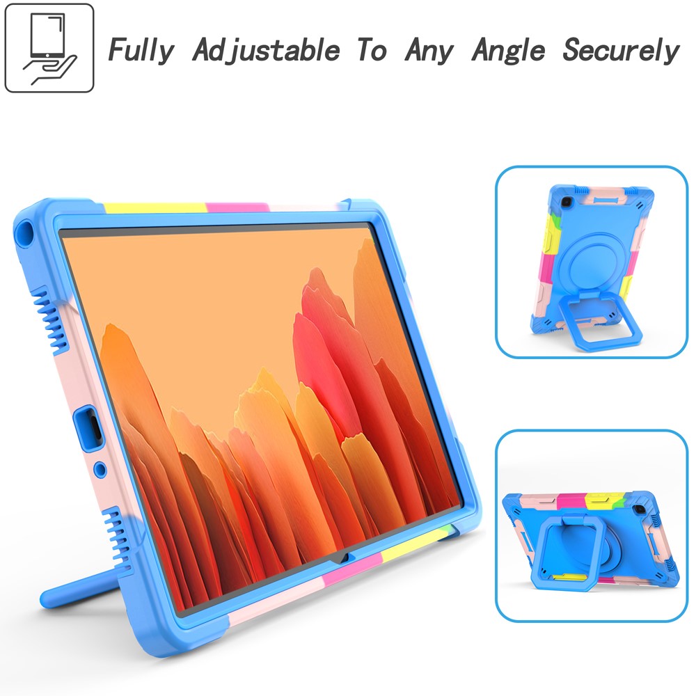 Rotating Kickstand Design PC and Silicone Tablet Case for Samsung Galaxy Tab A7 10.4 (2020) T500 - Rainbow/Blue-2