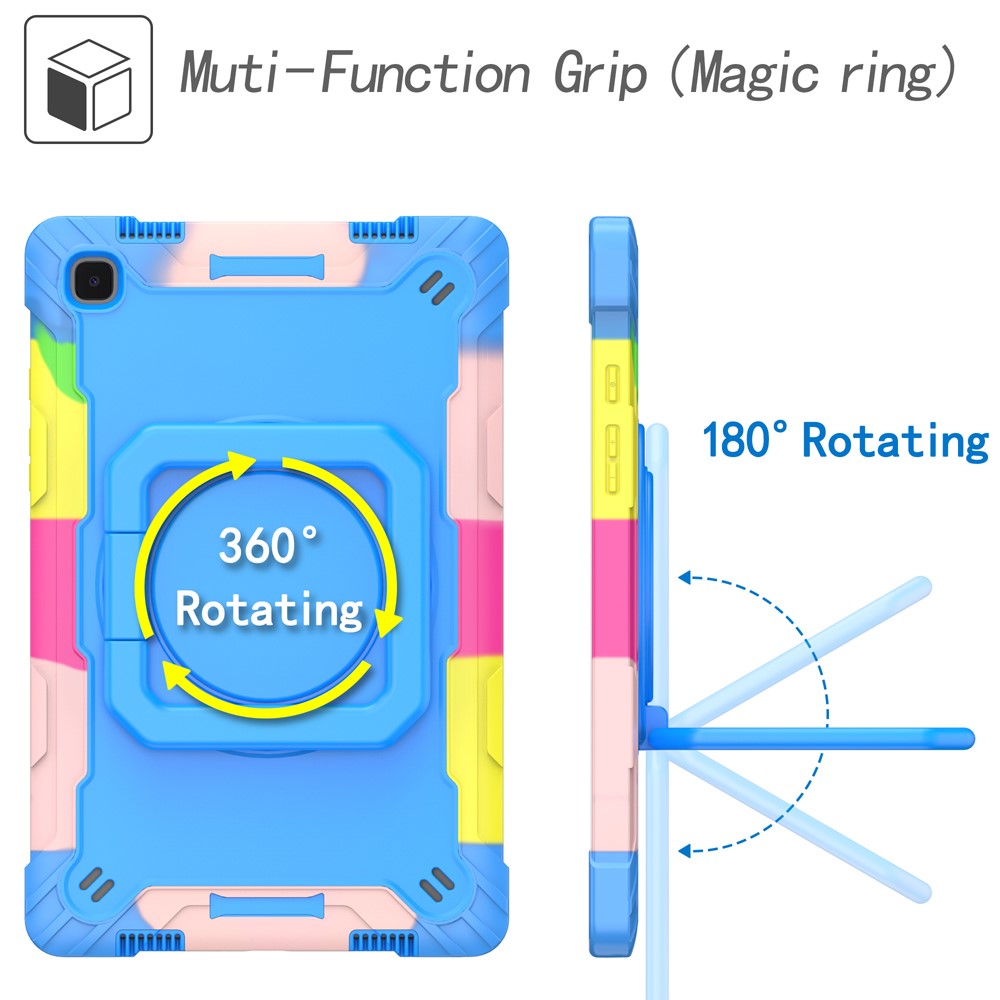 Rotating Kickstand Design PC and Silicone Tablet Case for Samsung Galaxy Tab A7 10.4 (2020) T500 - Rainbow/Blue-3