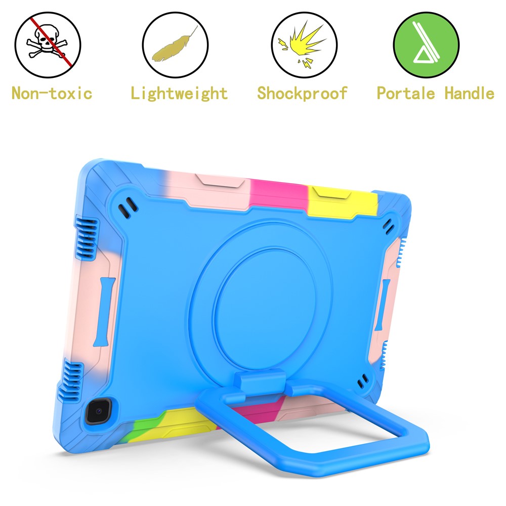 Rotating Kickstand Design PC and Silicone Tablet Case for Samsung Galaxy Tab A7 10.4 (2020) T500 - Rainbow/Blue-4