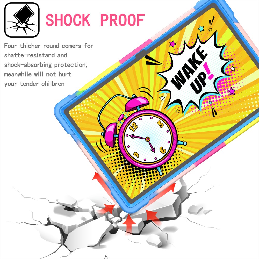 Rotating Kickstand Design PC and Silicone Tablet Case for Samsung Galaxy Tab A7 10.4 (2020) T500 - Rainbow/Blue-5