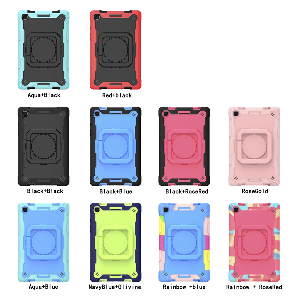 Rotating Kickstand Design PC and Silicone Tablet Case for Samsung Galaxy Tab A7 10.4 (2020) T500 - Rainbow/Blue-6
