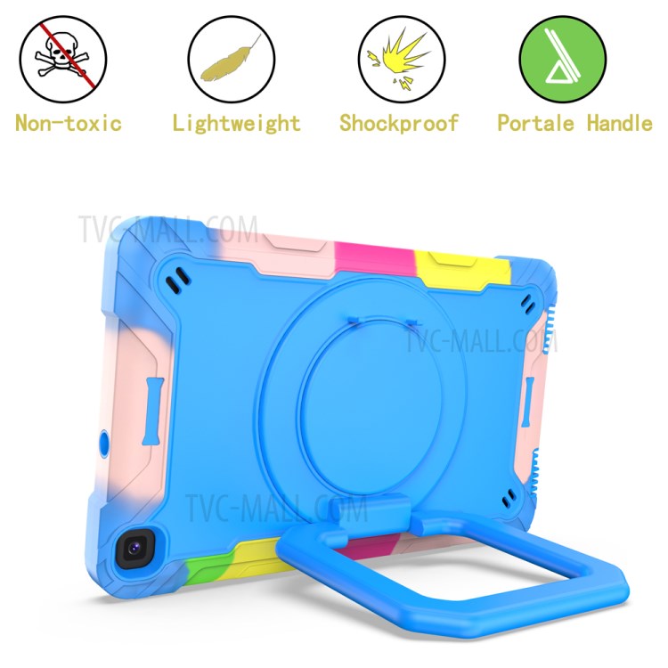 Full Protection PC and Silicone Tablet Case with Rotating Kickstand for Samsung Galaxy Tab A 8.0 Wi-Fi (2019) SM-T290 - Rainbow/Blue-4