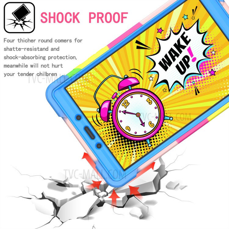 Full Protection PC and Silicone Tablet Case with Rotating Kickstand for Samsung Galaxy Tab A 8.0 Wi-Fi (2019) SM-T290 - Rainbow/Blue-5