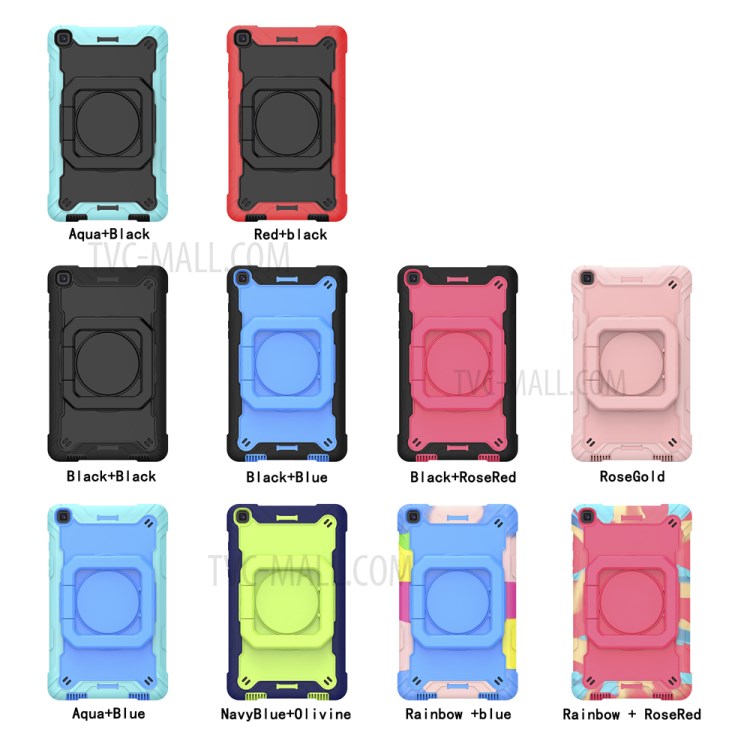 Full Protection PC and Silicone Tablet Case with Rotating Kickstand for Samsung Galaxy Tab A 8.0 Wi-Fi (2019) SM-T290 - Rainbow/Blue-6
