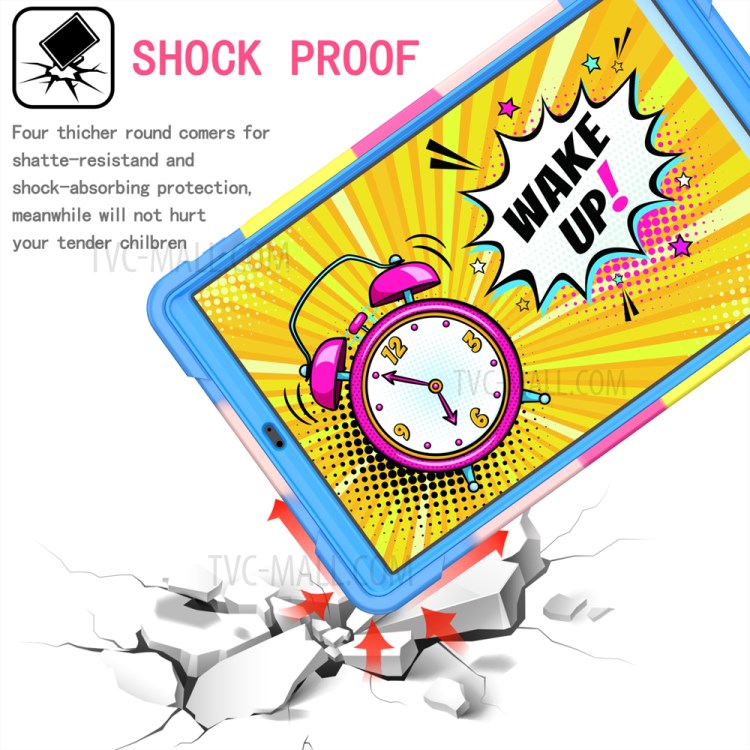 Rotating Kickstand Design PC and Silicone Tablet Case with Shoulder Strap for Samsung Galaxy Tab A 10.1 (2019) T515 - Rainbow/Blue-4