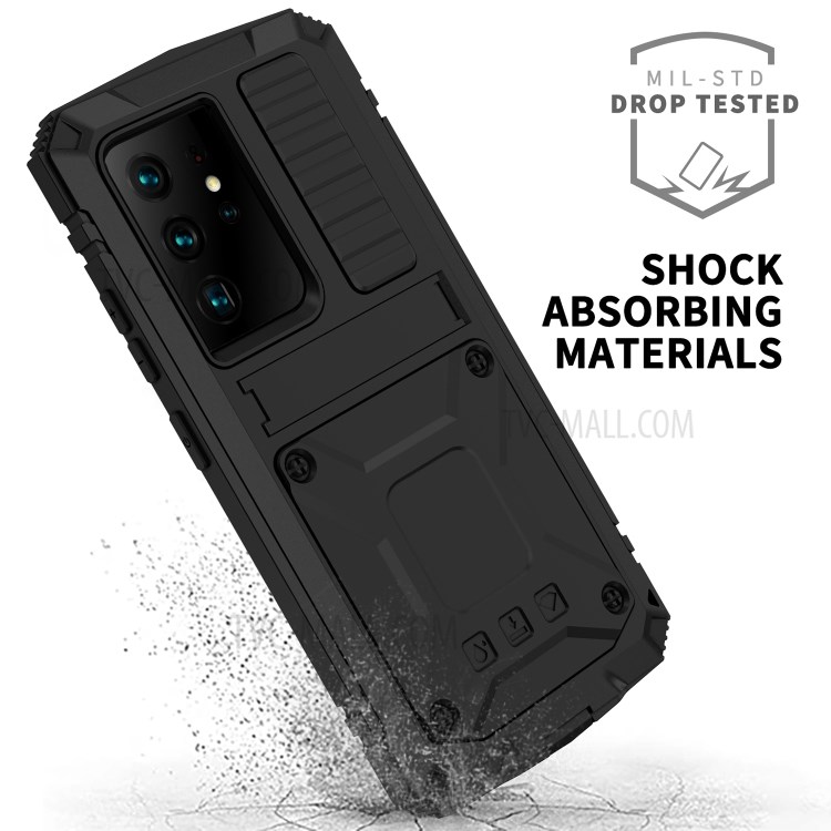 Shockproof Dustproof Kickstand TPU+Metal Protector Cover Kickstand Shell for Samsung Galaxy S21 Ultra - Black-3
