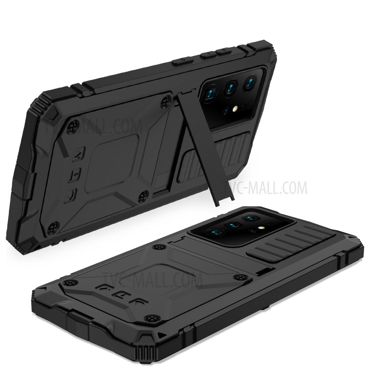 Shockproof Dustproof Kickstand TPU+Metal Protector Cover Kickstand Shell for Samsung Galaxy S21 Ultra - Black-8