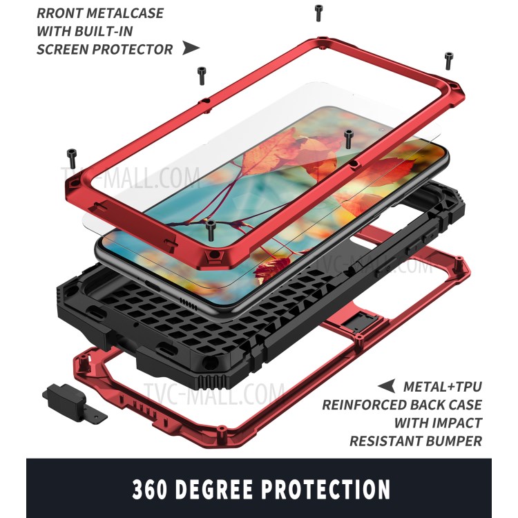 Shockproof Dustproof Kickstand TPU+Metal Protector Cover Kickstand Shell for Samsung Galaxy S21+ 5G - Red-5