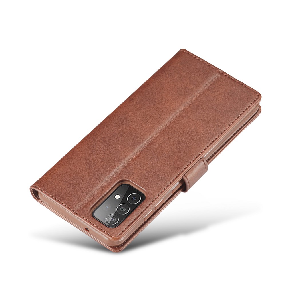 LC.IMEEKE Wallet Stand PU Leather Shell Mobile Phone Case for Samsung Galaxy A52 5G - Coffee-12