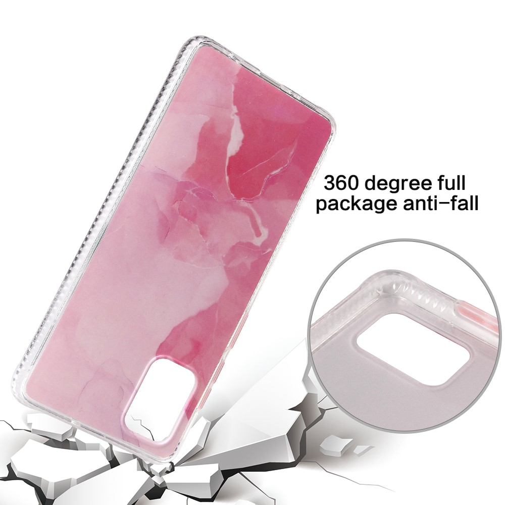 For Samsung Galaxy A71 SM-A715 Coloured Glaze Marble Pattern Back PC + TPU Case - Pink-3