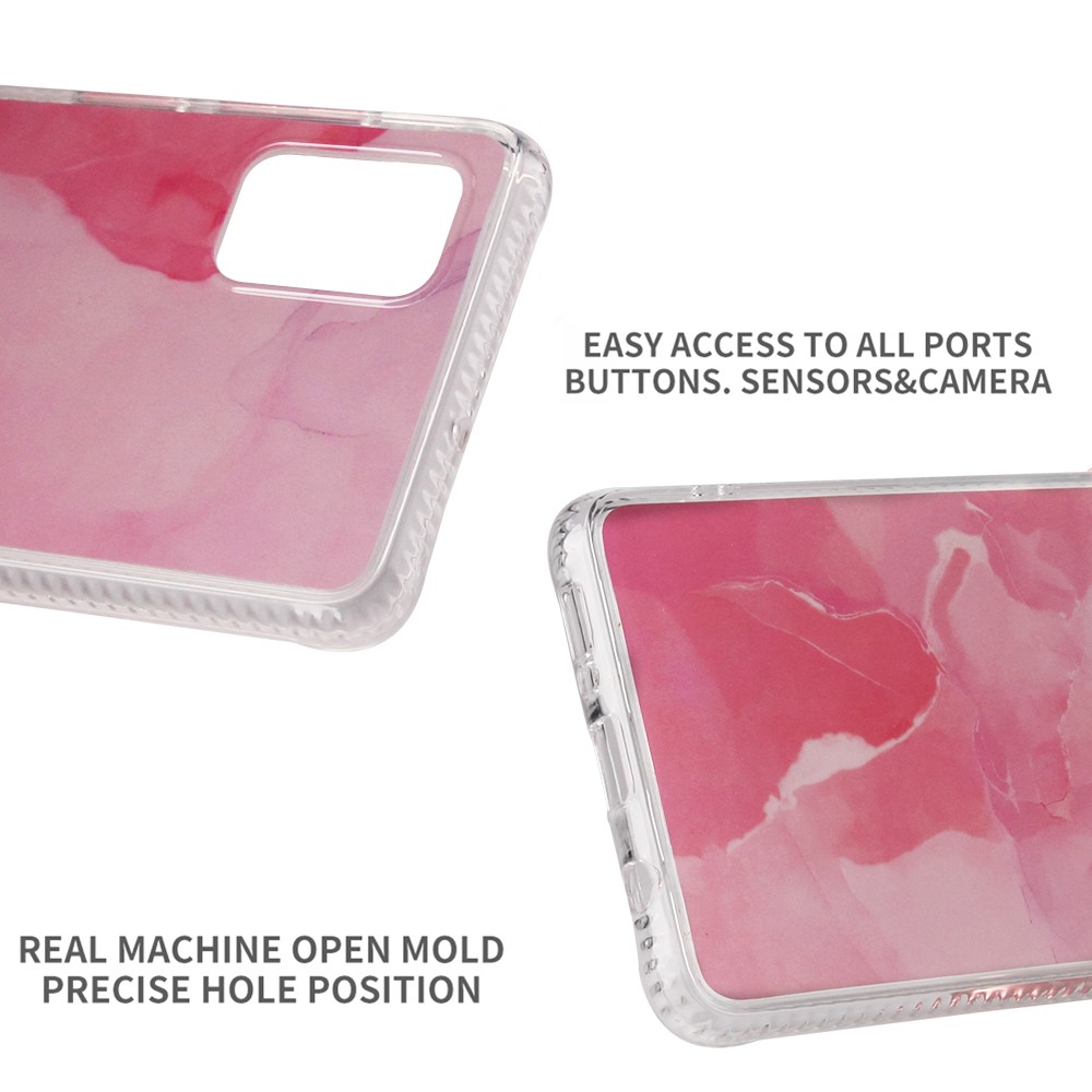 For Samsung Galaxy A71 SM-A715 Coloured Glaze Marble Pattern Back PC + TPU Case - Pink-5
