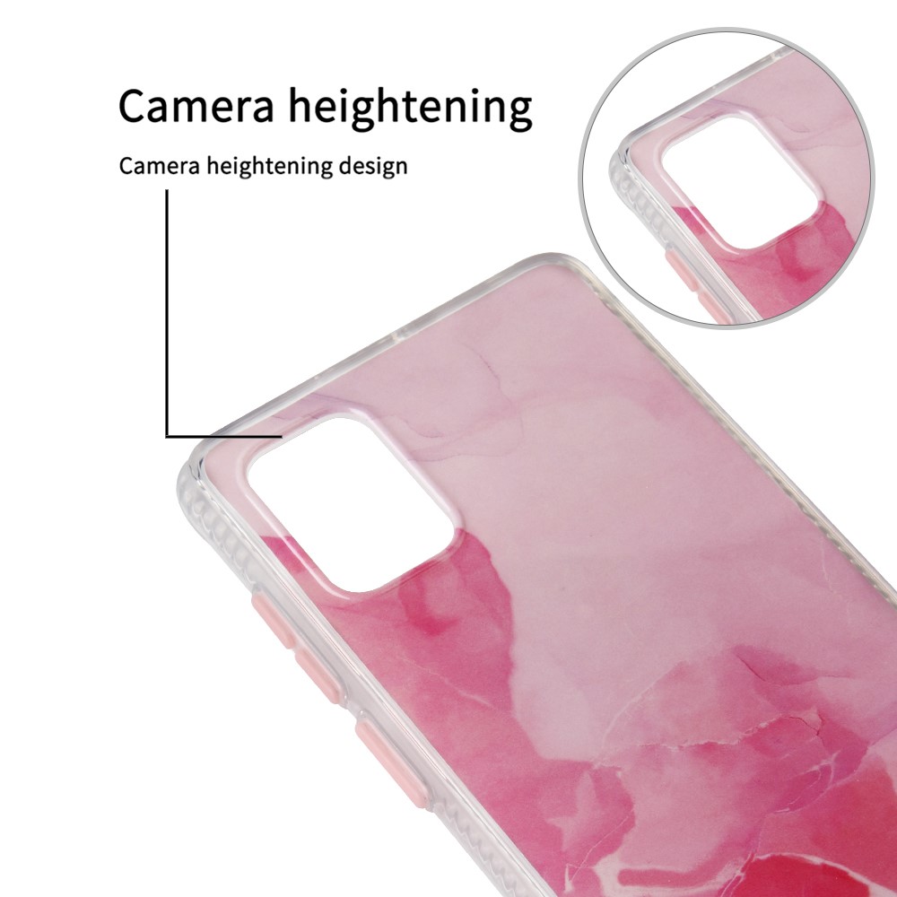 For Samsung Galaxy A71 SM-A715 Coloured Glaze Marble Pattern Back PC + TPU Case - Pink-6