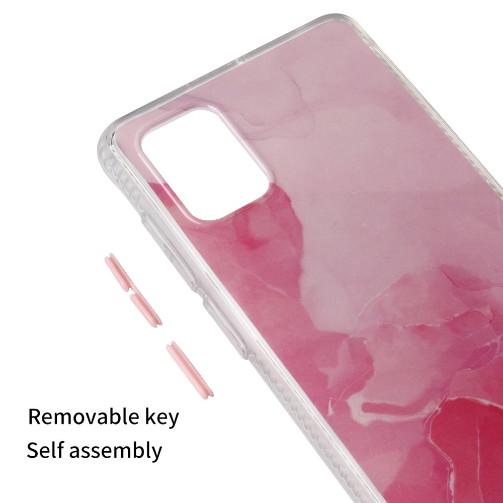 For Samsung Galaxy A71 SM-A715 Coloured Glaze Marble Pattern Back PC + TPU Case - Pink-7