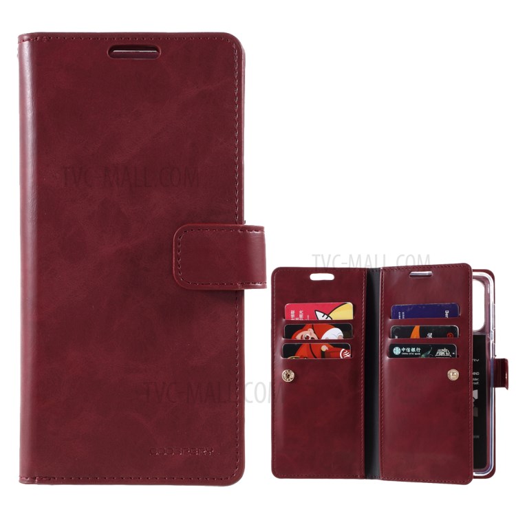 MERCURY GOOSPERY Mansoor Series Wallet Style Leather Cover Case for Samsung Galaxy S21+ - Wine Red-1