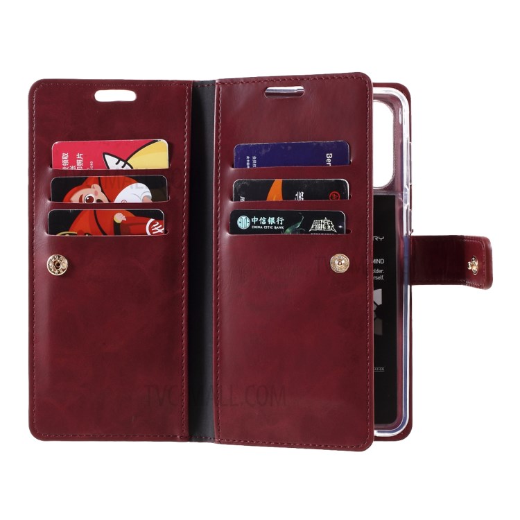MERCURY GOOSPERY Mansoor Series Wallet Style Leather Cover Case for Samsung Galaxy S21+ - Wine Red-10