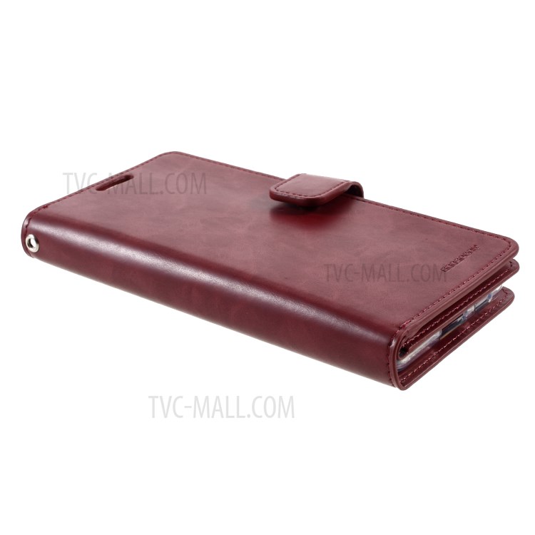 MERCURY GOOSPERY Mansoor Series Wallet Style Leather Cover Case for Samsung Galaxy S21+ - Wine Red-4