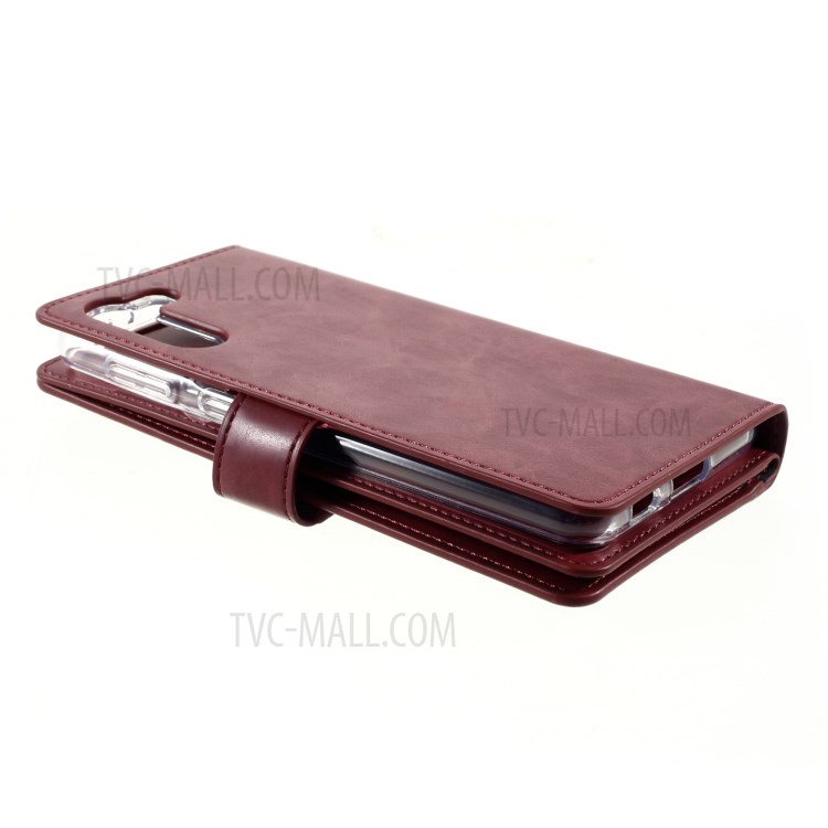 MERCURY GOOSPERY Mansoor Series Wallet Style Leather Cover Case for Samsung Galaxy S21+ - Wine Red-6