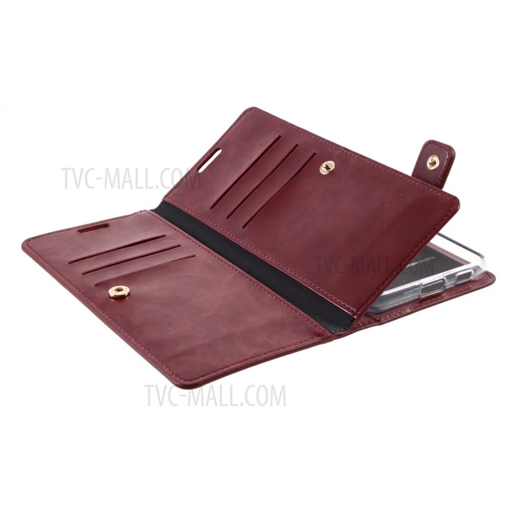 MERCURY GOOSPERY Mansoor Series Wallet Style Leather Cover Case for Samsung Galaxy S21+ - Wine Red-7