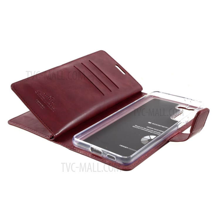 MERCURY GOOSPERY Mansoor Series Wallet Style Leather Cover Case for Samsung Galaxy S21+ - Wine Red-8