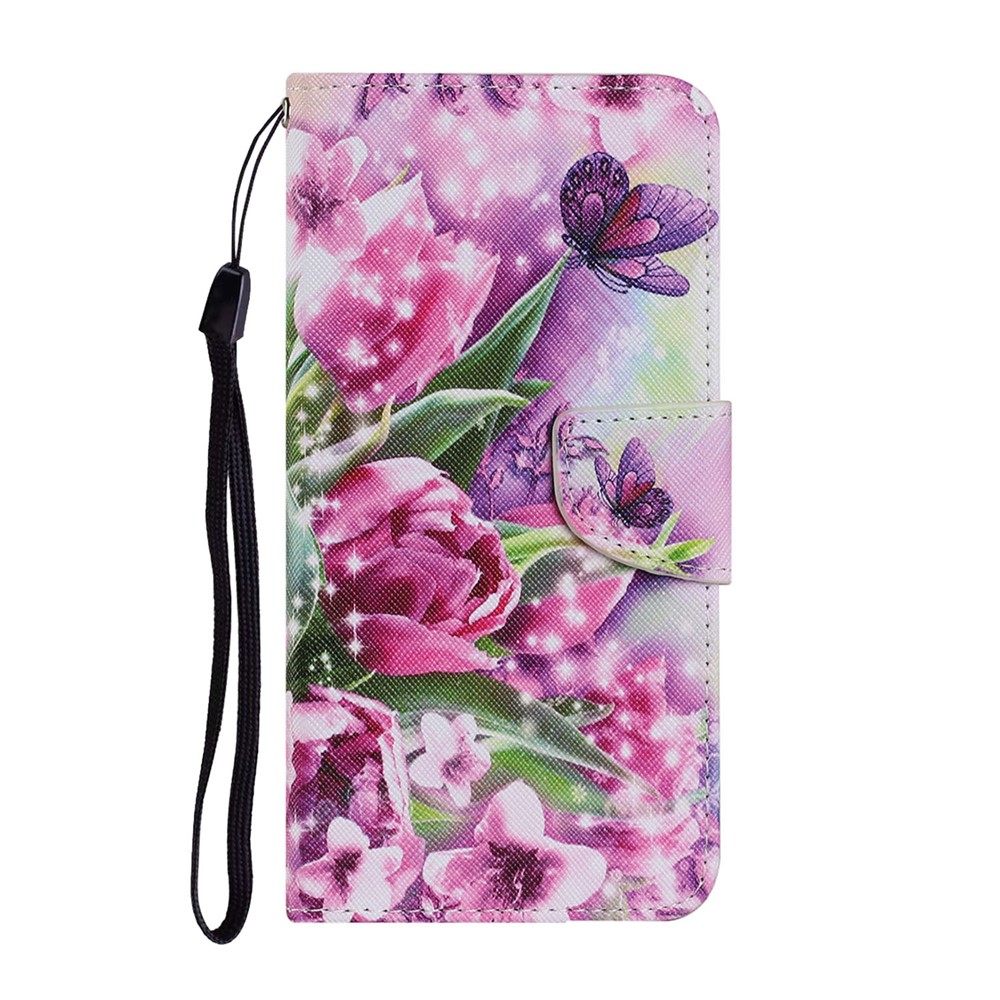 Pattern Printing TPU + PU Leather Wallet Stand Phone Case with Lanyard for Samsung Galaxy A02s (EU Version) - Vivid Flower-1