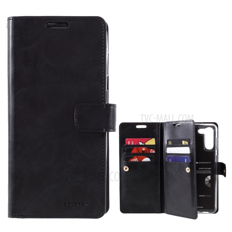 MERCURY GOOSPERY Mansoor Series Wallet Style Leather Cover Case for Samsung Galaxy S21 - Black-1