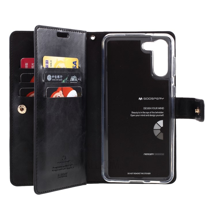MERCURY GOOSPERY Mansoor Series Wallet Style Leather Cover Case for Samsung Galaxy S21 - Black-10