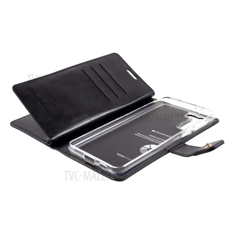 MERCURY GOOSPERY Mansoor Series Wallet Style Leather Cover Case for Samsung Galaxy S21 - Black-8