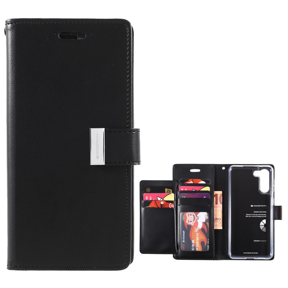 MERCURY GOOSPERY Rich Diary Metal Buckle Wallet PU Leather Case for Samsung Galaxy S21+ - Black-1