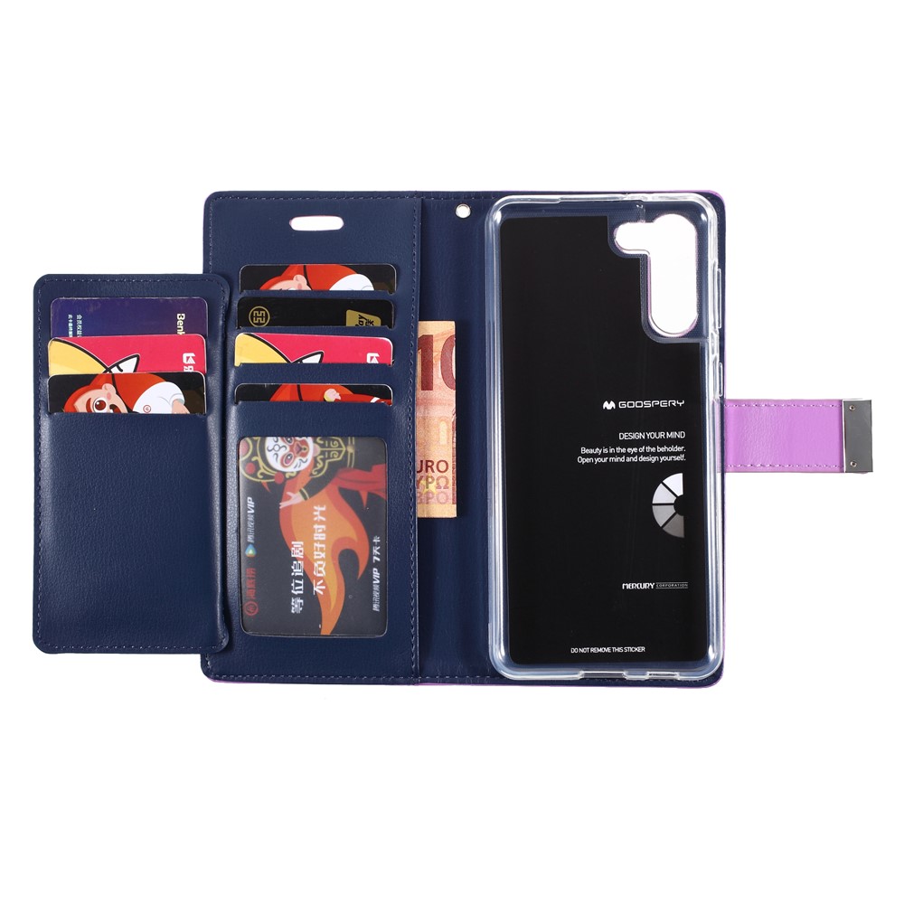MERCURY GOOSPERY Rich Diary Metal Buckle Wallet PU Leather Case for Samsung Galaxy S21 Cover - Purple-8
