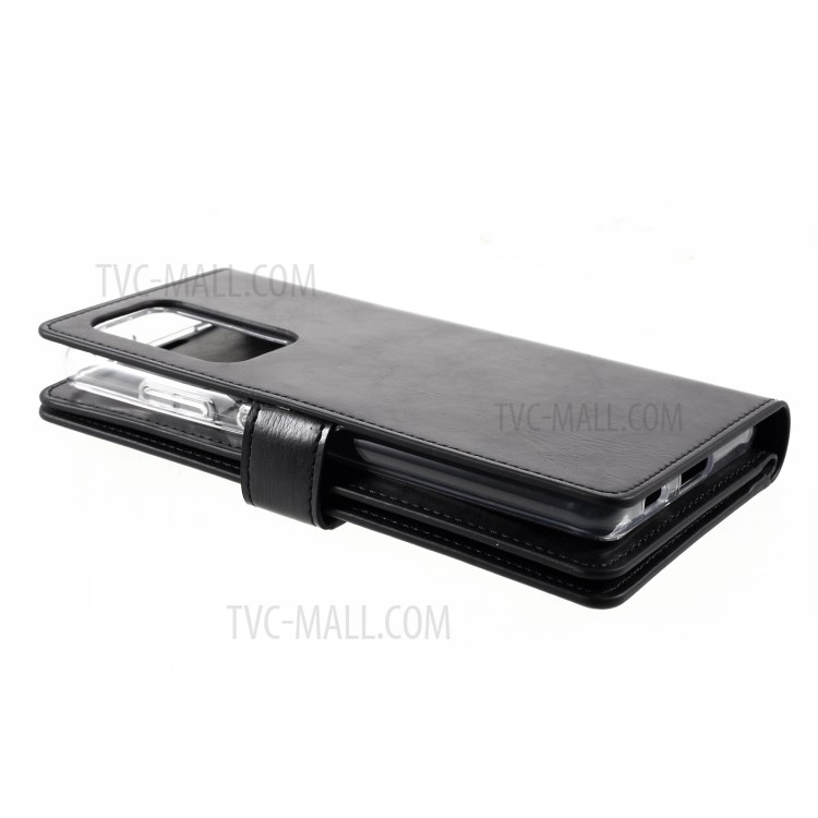 MERCURY GOOSPERY Mansoor Series Wallet Style Leather Cover Case for Samsung Galaxy S21 Ultra - Black-6