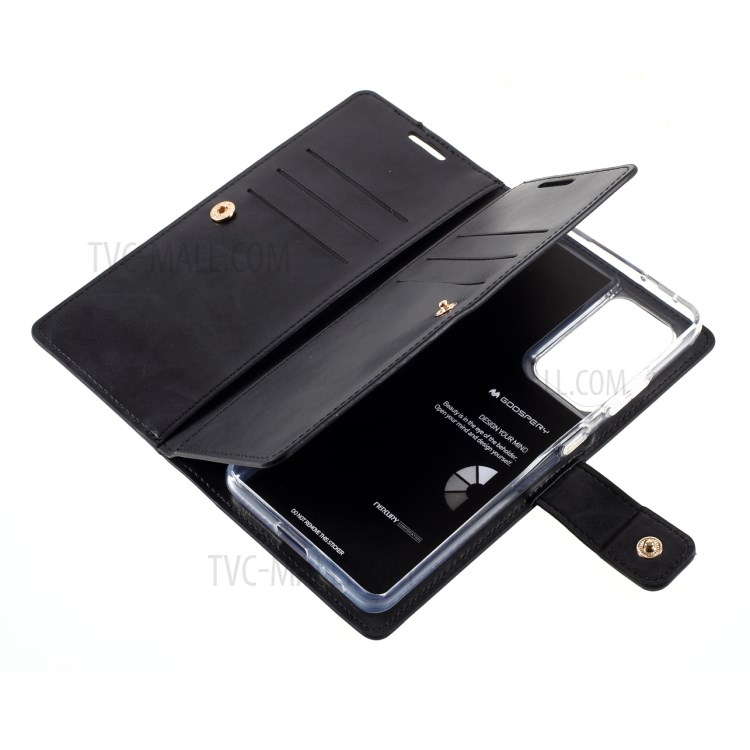 MERCURY GOOSPERY Mansoor Series Wallet Style Leather Cover Case for Samsung Galaxy S21 Ultra - Black-7