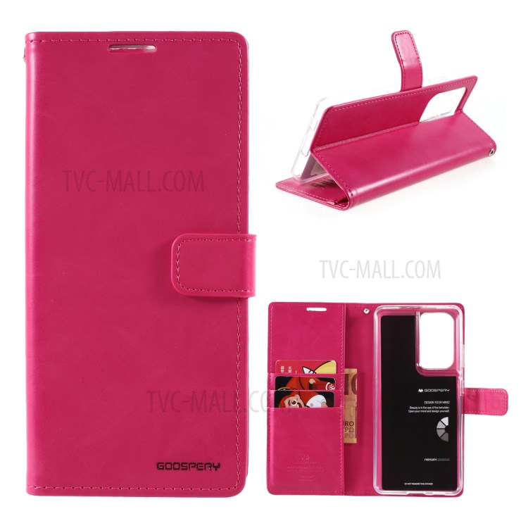 MERCURY GOOSPERY Blue Moon Leather Wallet Stand Case for Samsung Galaxy S21 Ultra Cover - Rose-1