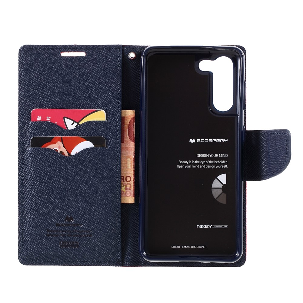 MERCURY GOOSPERY Leather Wallet Stand Shell for Samsung Galaxy S21+ Cover - Red-7