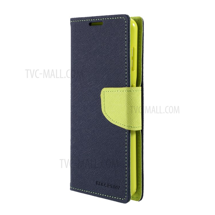 MERCURY GOOSPERY Contrast Color Leather Stand Shell for Samsung Galaxy S21 Cover - Dark Blue-2