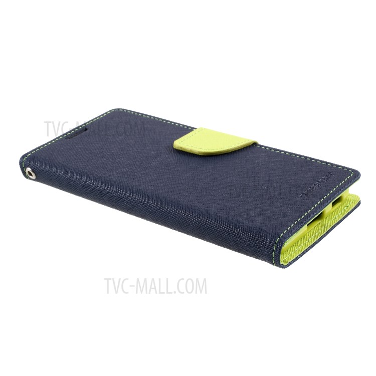 MERCURY GOOSPERY Contrast Color Leather Stand Shell for Samsung Galaxy S21 Cover - Dark Blue-4