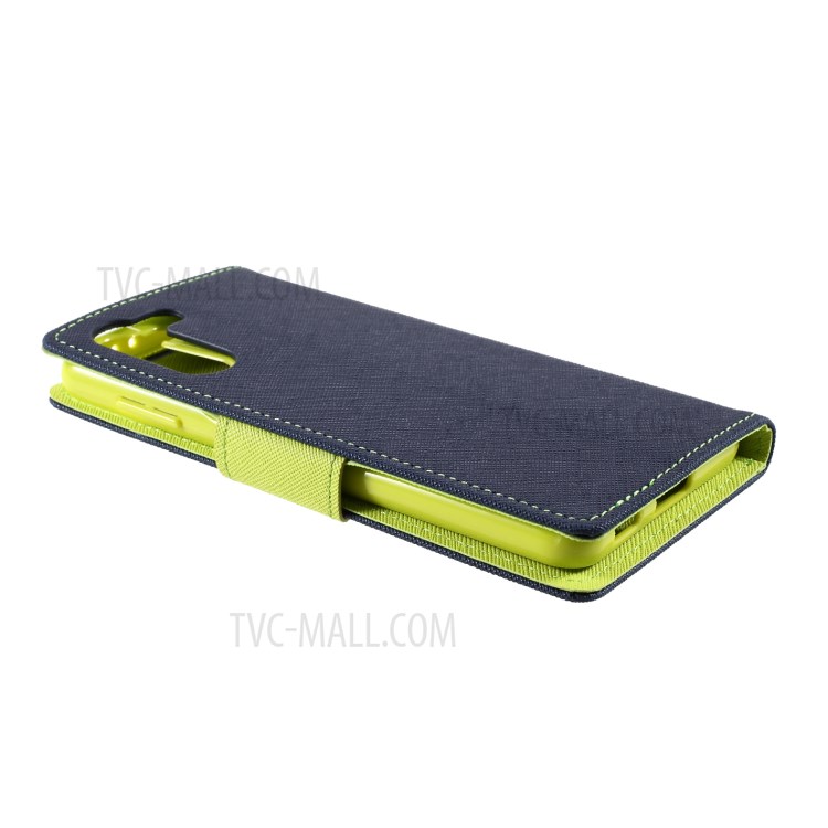 MERCURY GOOSPERY Contrast Color Leather Stand Shell for Samsung Galaxy S21 Cover - Dark Blue-6