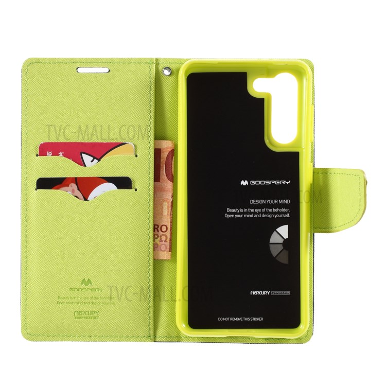 MERCURY GOOSPERY Contrast Color Leather Stand Shell for Samsung Galaxy S21 Cover - Dark Blue-7