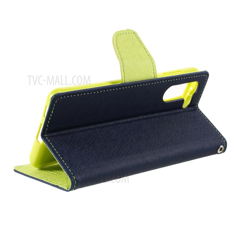MERCURY GOOSPERY Contrast Color Leather Stand Shell for Samsung Galaxy S21 Cover - Dark Blue-9